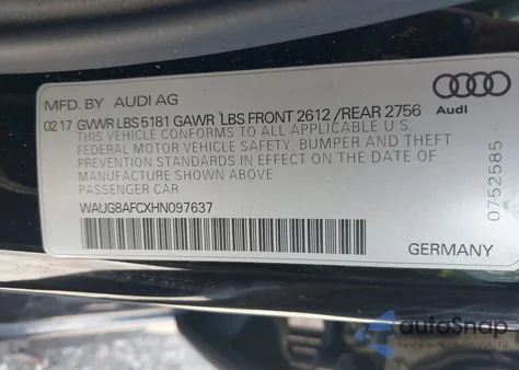 2017 Audi A6 2.0T Premium from USA, damaged, VIN WAUG8AFCXHN097637